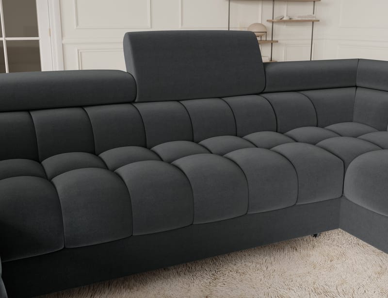 Fectory 6-seters Bubblig hjørnesovesofa med sjeselong og oppbevaring Høyre - Sola 06 - Møbler - Sofaer - Sovesofaer