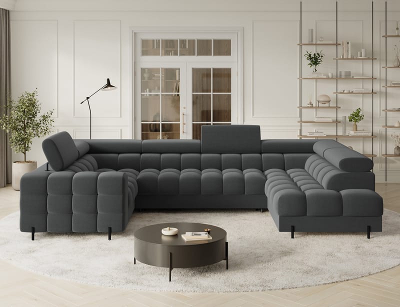 Fectory 6-seters Bubblig hjørnesovesofa med sjeselong og oppbevaring Høyre - Sola 06 - Møbler - Sofaer - Sovesofaer
