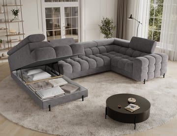 Fectory 6-seters Bubblig hjørnesovesofa med sjeselong og oppbevaring Venstre - Aura 04 - Møbler - Sofaer - Sovesofaer