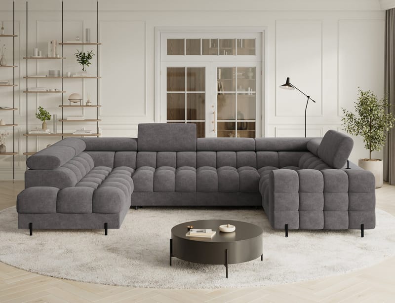 Fectory 6-seters Bubblig hjørnesovesofa med sjeselong og oppbevaring Venstre - Aura 04 - Møbler - Sofaer - Sovesofaer
