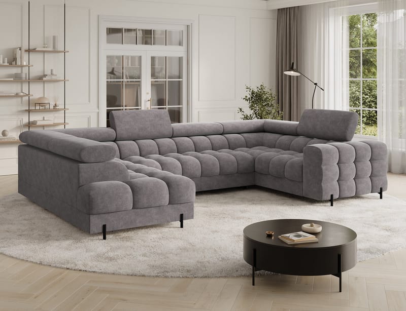 Fectory 6-seters Bubblig hjørnesovesofa med sjeselong og oppbevaring Venstre - Aura 04 - Møbler - Sofaer - Sovesofaer