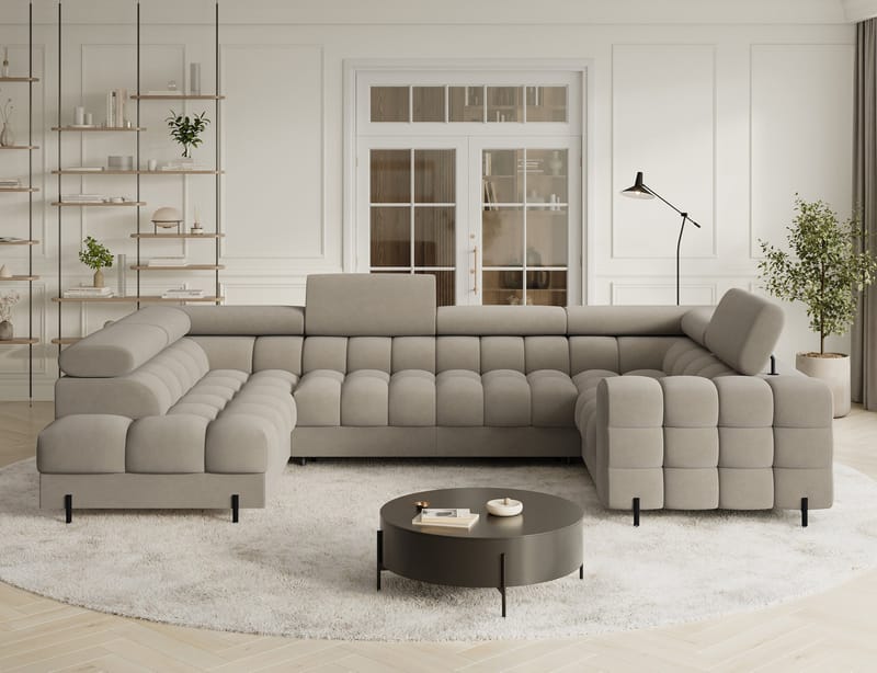 Fectory 6-seters Bubblig hjørnesovesofa med sjeselong og oppbevaring Venstre - Aura 18 - Møbler - Sofaer - Sovesofaer
