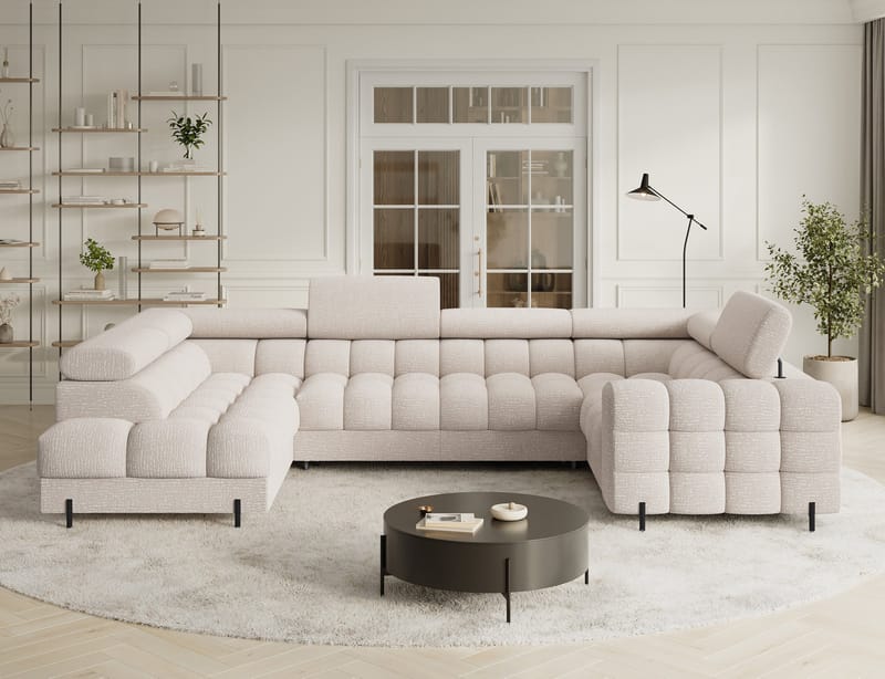Fectory 6-seters Bubblig hjørnesovesofa med sjeselong og oppbevaring Venstre - Baffix 20 - Møbler - Sofaer - Sovesofaer