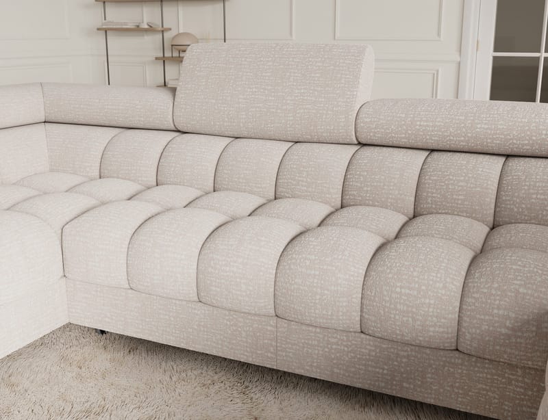 Fectory 6-seters Bubblig hjørnesovesofa med sjeselong og oppbevaring Venstre - Baffix 20 - Møbler - Sofaer - Sovesofaer