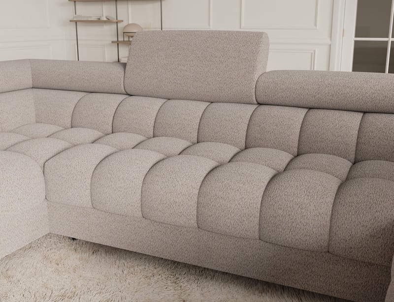 Fectory 6-seters Bubblig hjørnesovesofa med sjeselong og oppbevaring Venstre - Royal 18 - Møbler - Sofaer - Sovesofaer