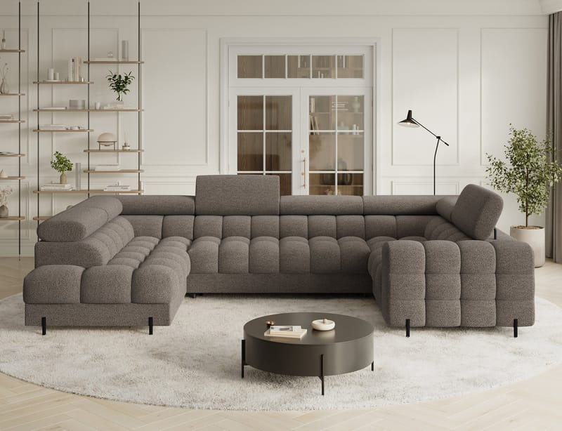 Fectory 6-seters Bubblig hjørnesovesofa med sjeselong og oppbevaring Venstre - Royal 20 - Møbler - Sofaer - Sovesofaer
