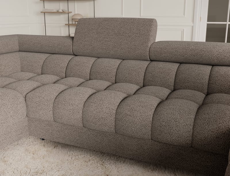 Fectory 6-seters Bubblig hjørnesovesofa med sjeselong og oppbevaring Venstre - Royal 20 - Møbler - Sofaer - Sovesofaer