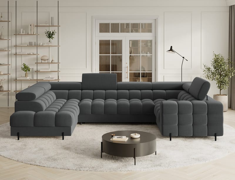 Fectory 6-seters Bubblig hjørnesovesofa med sjeselong og oppbevaring Venstre - Sola 06 - Møbler - Sofaer - Sovesofaer