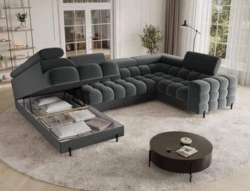 Fectory 6-seters Bubblig hjørnesovesofa med sjeselong og oppbevaring Venstre - Sola 06 - Møbler - Sofaer - Sovesofaer
