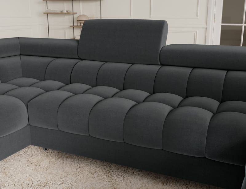 Fectory 6-seters Bubblig hjørnesovesofa med sjeselong og oppbevaring Venstre - Sola 06 - Møbler - Sofaer - Sovesofaer