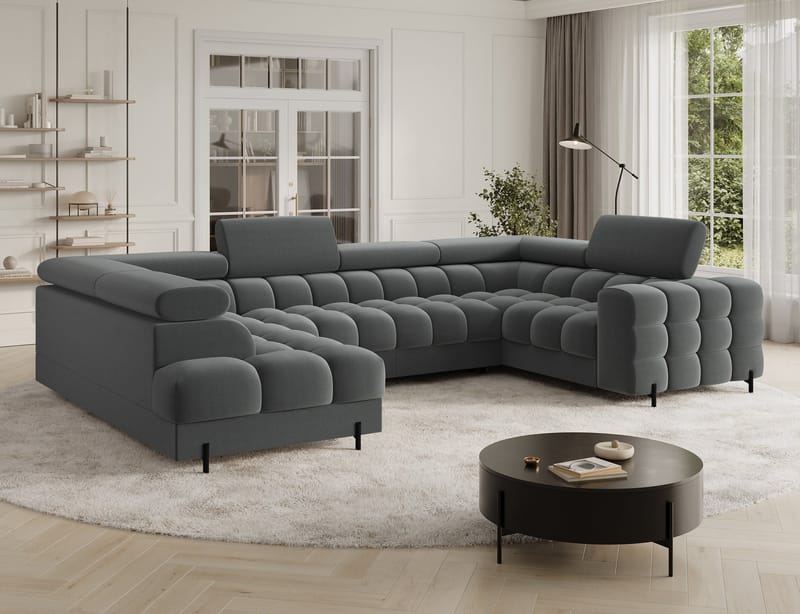 Fectory 6-seters Bubblig hjørnesovesofa med sjeselong og oppbevaring Venstre - Sola 06 - Møbler - Sofaer - Sovesofaer