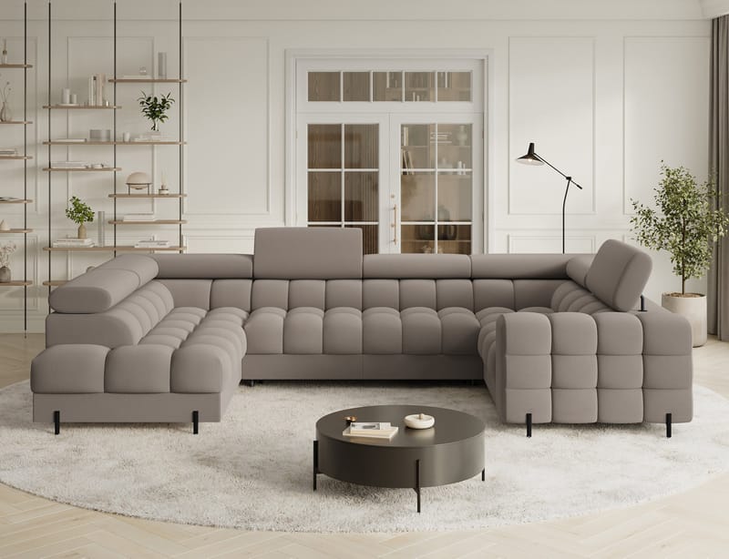 Fectory 6-seters Bubblig hjørnesovesofa med sjeselong og oppbevaring Venstre - Sola 18 - Møbler - Sofaer - Sovesofaer