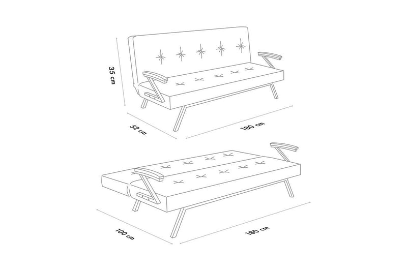 Fennor Sovesofa 3-sits - Sort - Møbler - Sofaer - Sovesofaer