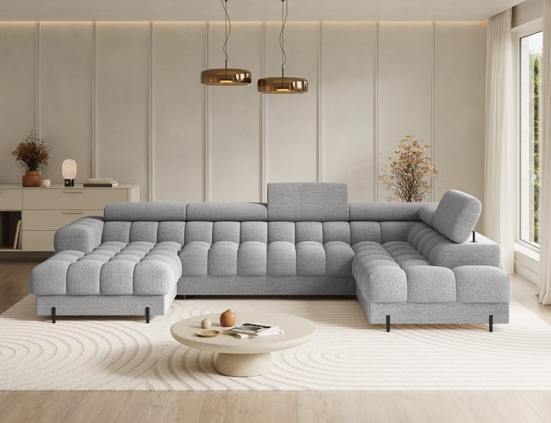 Feraria 6-seters boblete sovesofa med divan og sjeselong, oppbevaring, høyre - Royal 03 - Møbler - Sofaer - Sovesofaer