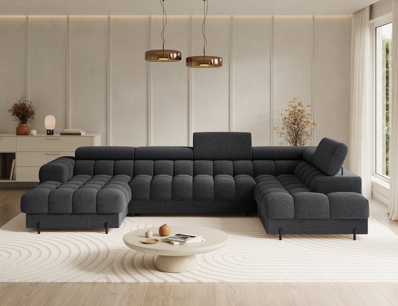Feraria 6-seters boblete sovesofa med divan og sjeselong, oppbevaring, høyre - Royal 05 - Møbler - Sofaer - Sovesofaer