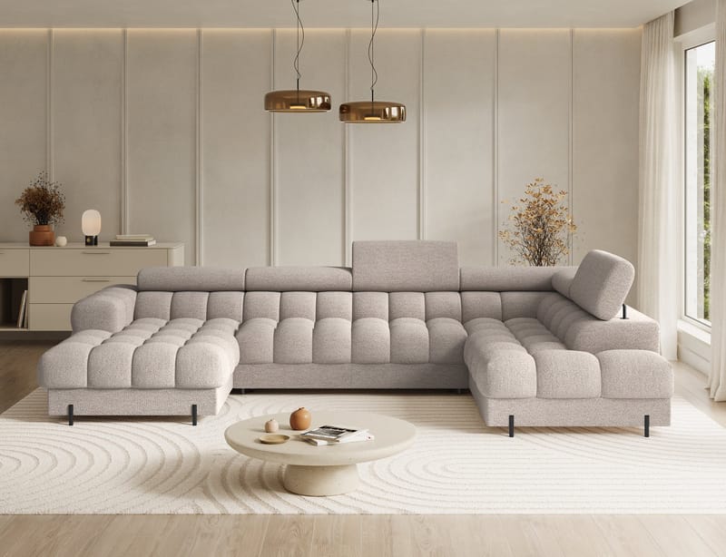 Feraria 6-seters boblete sovesofa med divan og sjeselong, oppbevaring, høyre - Royal 18 - Møbler - Sofaer - Sovesofaer