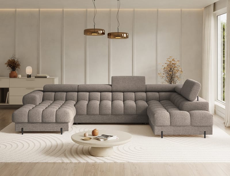 Feraria 6-seters boblete sovesofa med divan og sjeselong, oppbevaring, høyre - Royal 20 - Møbler - Sofaer - Sovesofaer