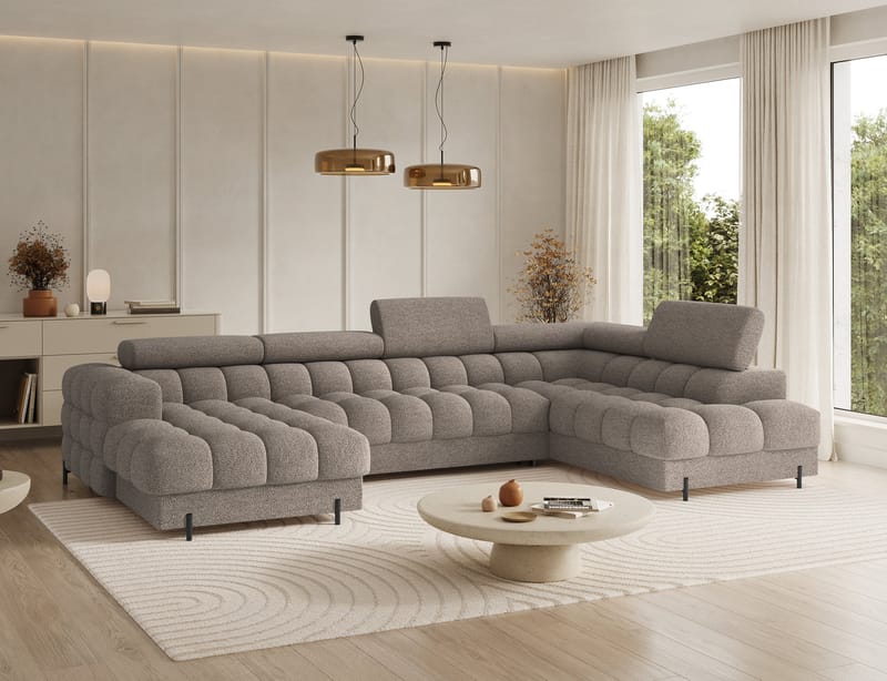 Feraria 6-seters boblete sovesofa med divan og sjeselong, oppbevaring, høyre - Royal 20 - Møbler - Sofaer - Sovesofaer