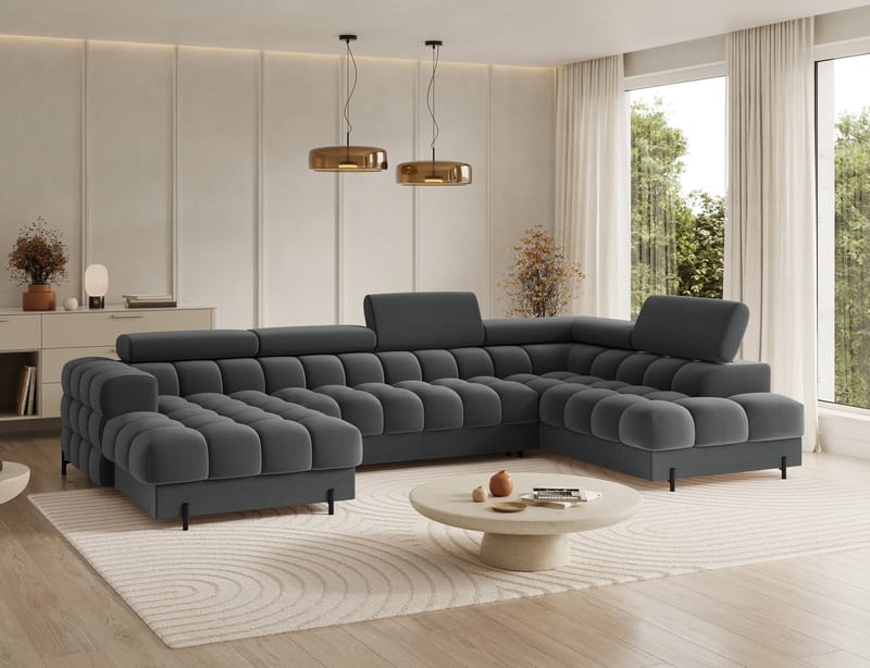 Feraria 6-seters boblete sovesofa med divan og sjeselong, oppbevaring, høyre - Sola 06 - Møbler - Sofaer - Sovesofaer