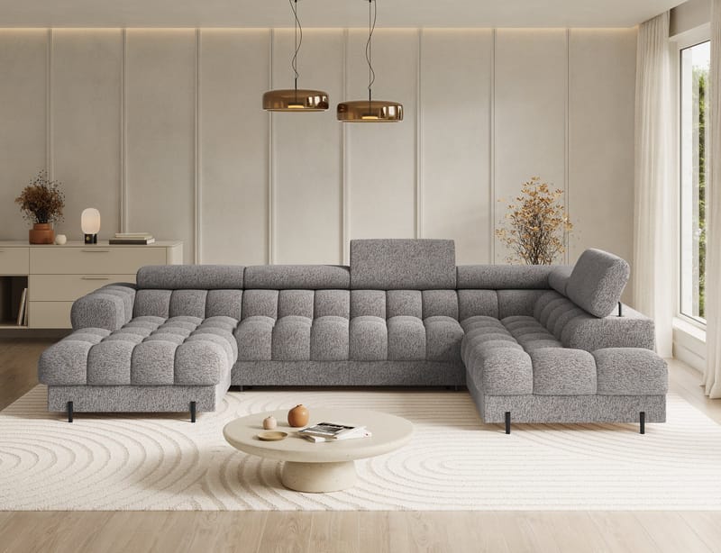 Feraria 6-seters boblete sovesofa med divan og sjeselong, oppbevaring, høyre - Pellerito 20 - Møbler - Sofaer - Sovesofaer
