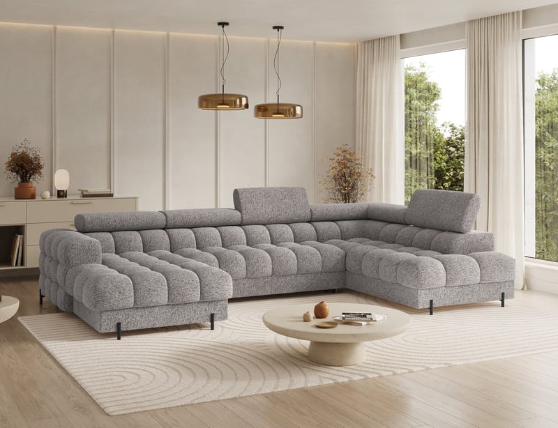 Feraria 6-seters boblete sovesofa med divan og sjeselong, oppbevaring, høyre - Pellerito 20 - Møbler - Sofaer - Sovesofaer