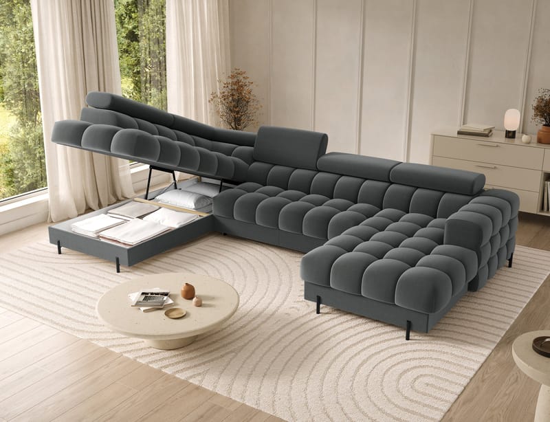 Feraria 6-seters Bubblig sovesofa med divan og sjeselong, oppbevaring Venstre - Sola 06 - Møbler - Sofaer - Sovesofaer