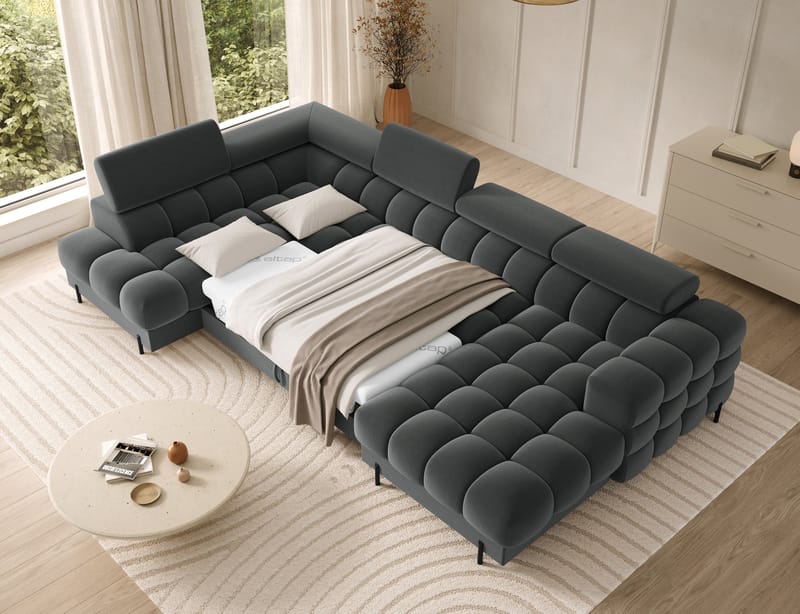 Feraria 6-seters Bubblig sovesofa med divan og sjeselong, oppbevaring Venstre - Sola 06 - Møbler - Sofaer - Sovesofaer