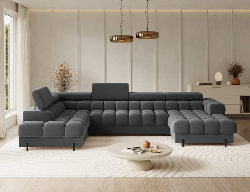 Feraria 6-seters Bubblig sovesofa med divan og sjeselong, oppbevaring Venstre - Sola 06 - Møbler - Sofaer - Sovesofaer