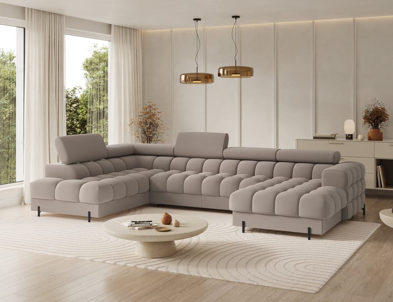 Feraria 6-seters Bubblig sovesofa med divan og sjeselong, oppbevaring Venstre - Sola 18 - Møbler - Sofaer - Sovesofaer
