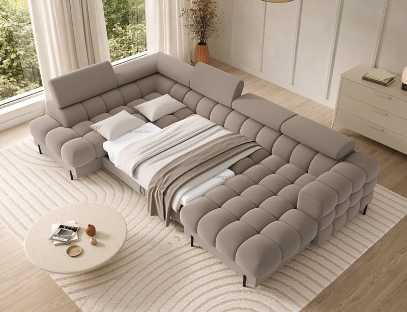 Feraria 6-seters Bubblig sovesofa med divan og sjeselong, oppbevaring Venstre - Sola 18 - Møbler - Sofaer - Sovesofaer