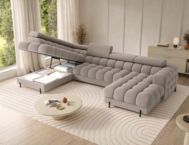 Feraria 6-seters Bubblig sovesofa med divan og sjeselong, oppbevaring Venstre - Sola 18 - Møbler - Sofaer - Sovesofaer