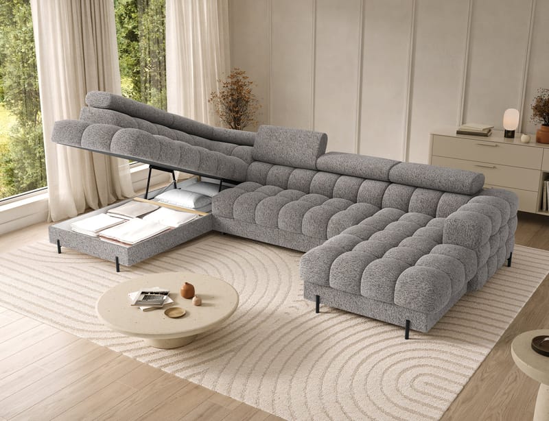 Feraria 6-seters Bubblig sovesofa med divan og sjeselong, oppbevaring Venstre - Pellerito 20 - Møbler - Sofaer - Sovesofaer