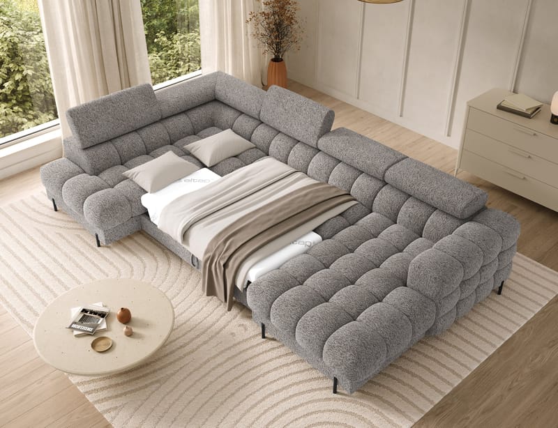 Feraria 6-seters Bubblig sovesofa med divan og sjeselong, oppbevaring Venstre - Pellerito 20 - Møbler - Sofaer - Sovesofaer