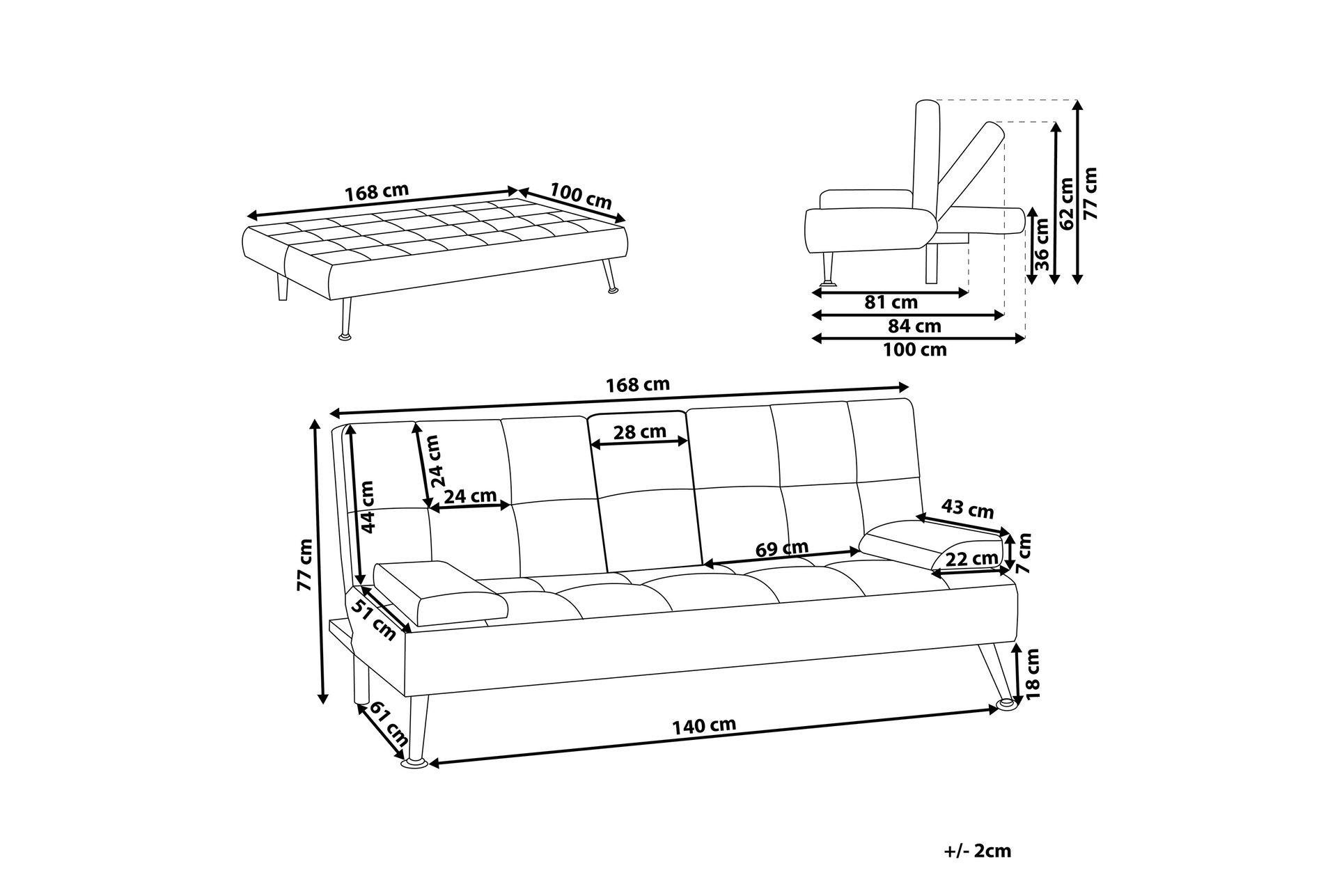 Ferne Sovesofa 3-seter - Grønn/Sølv - Møbler - Sofaer - Sovesofaer
