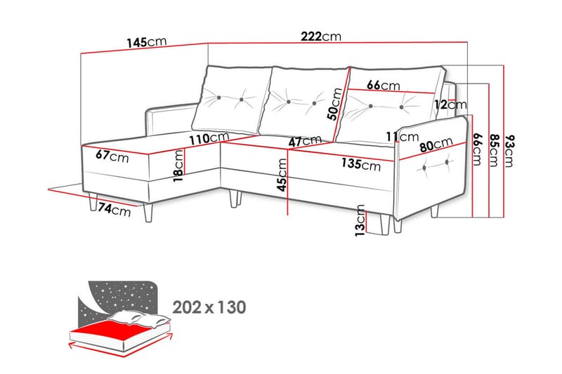 Fernisia Hjørnesovesofa - Grå - Møbler - Sofaer - Sovesofaer