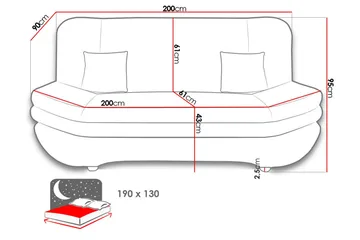 Figurelle 2-seter Rektangulær Sovesofa i Bouclé - Kremhvit - Møbler - Sofaer - Sovesofaer