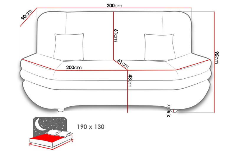 Figurelle 2-seter Rektangulær Sovesofa i Bouclé - Kremhvit - Møbler - Sofaer - Sovesofaer