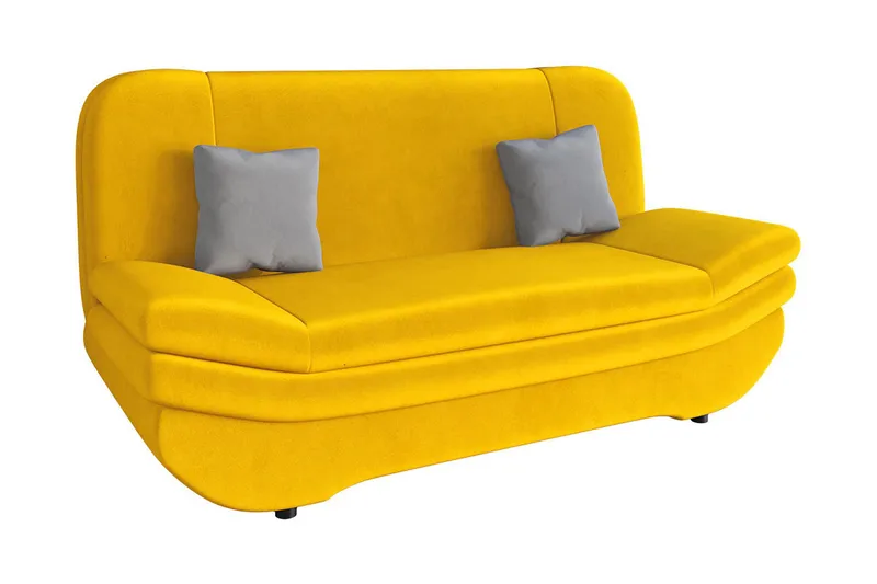 Figurelle 2-seter Utbrettbar Sovesofa 130x190 cm med Oppbevaring i Fløyel, Gul