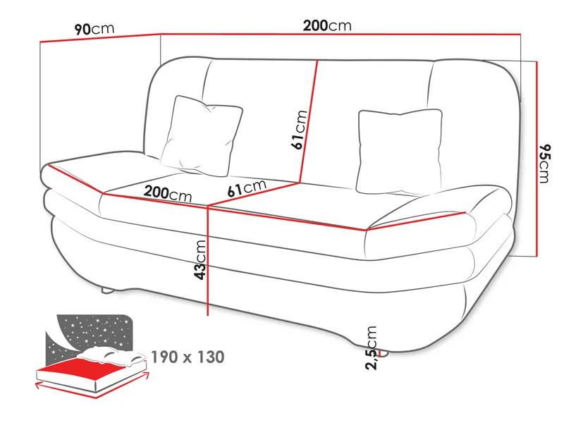 Figurelle Sovesofa 2-seter - Brun - Møbler - Sofaer - Sovesofaer