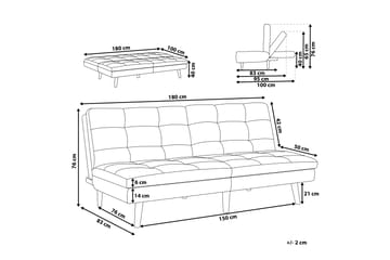 Finan Sovesofa 3-seter - Svart/Mørkt tre - Møbler - Sofaer - Sovesofaer