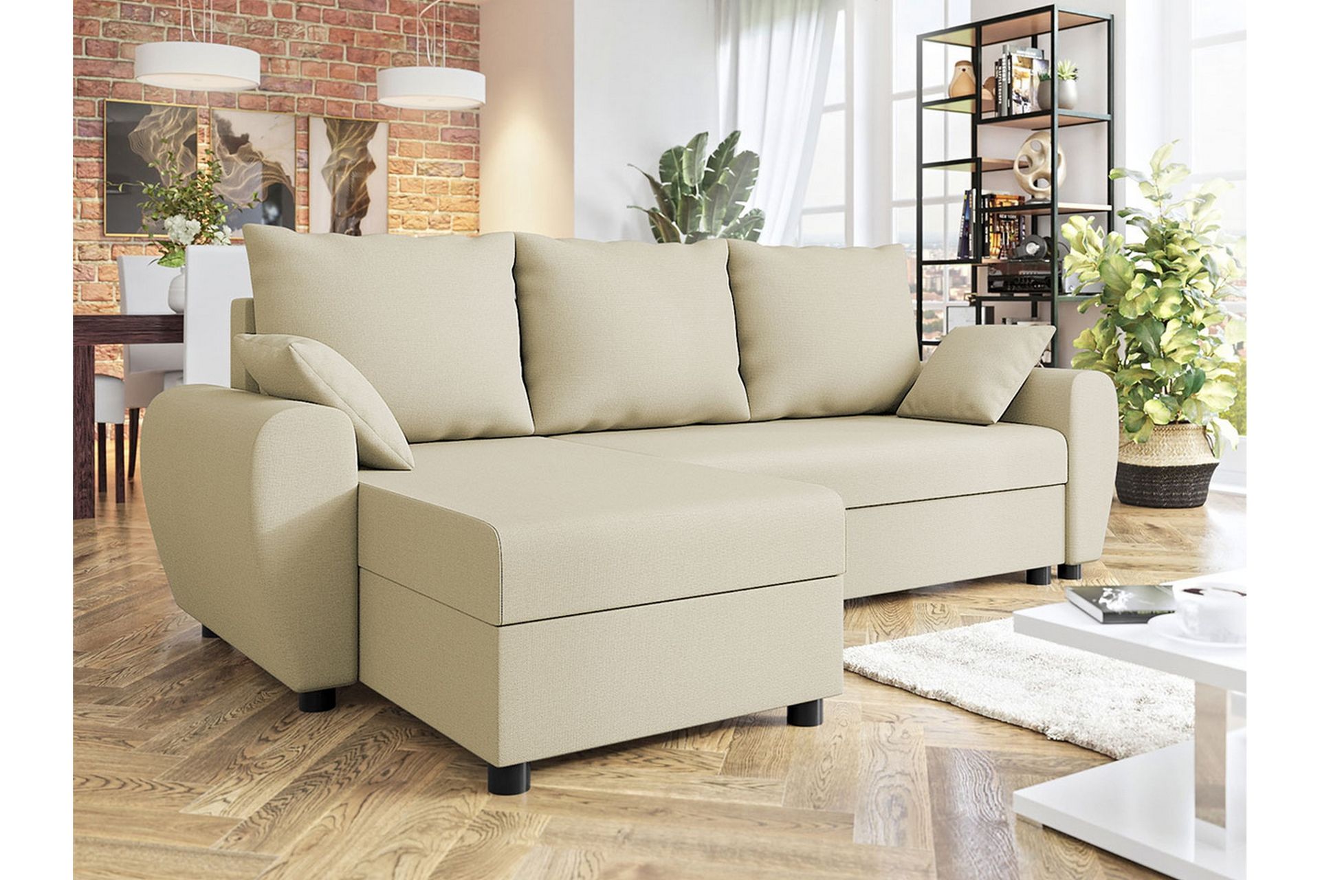 Fionara 3-seters Hjørnesovesofa - Beige - Møbler - Sofaer - Sovesofaer