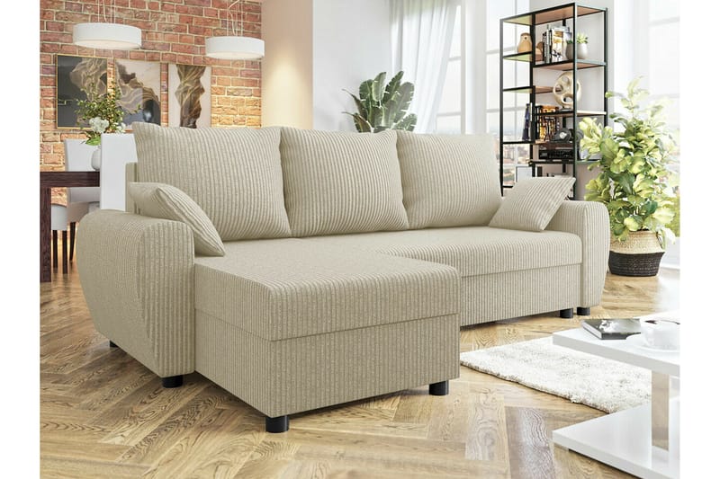 Fionara 3-seters Hjørnesovesofa - Beige - Møbler - Sofaer - Sovesofaer
