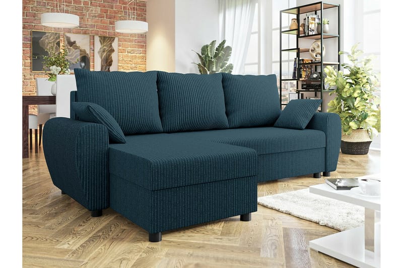 Fionara 3-seters Hjørnesovesofa - Blå - Møbler - Sofaer - Sovesofaer