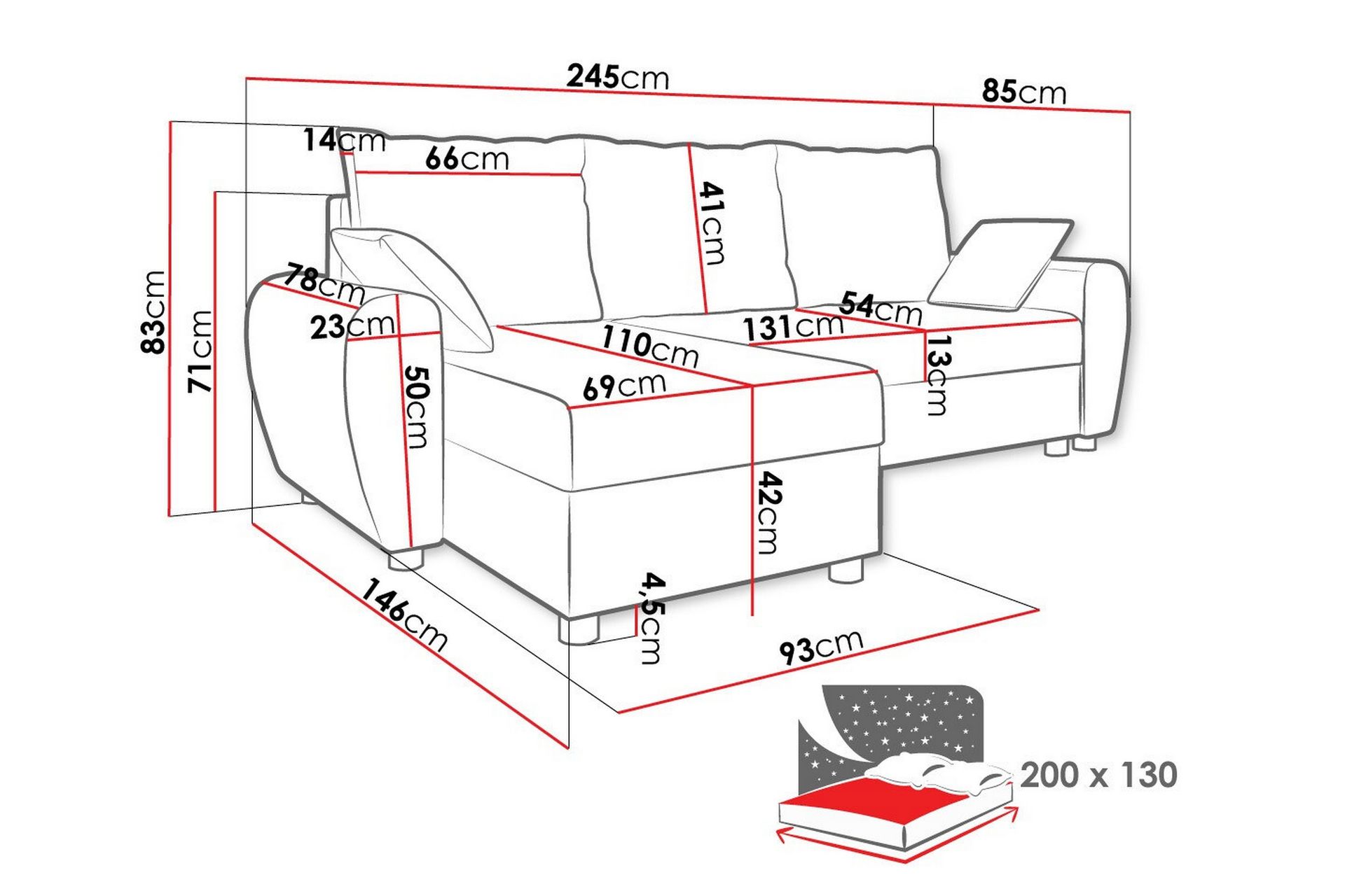 Fionara 3-seters Hjørnesovesofa - Brun/Beige - Møbler - Sofaer - Sovesofaer
