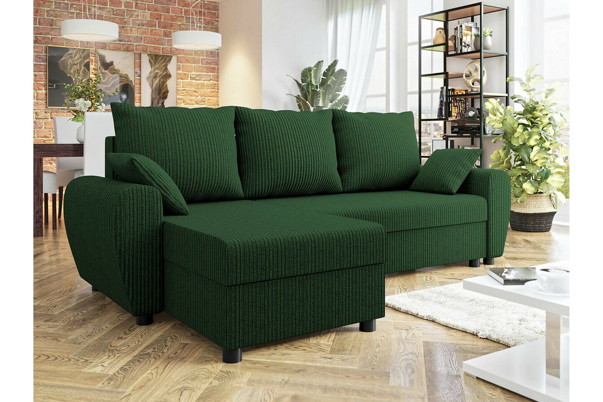 Fionara 3-seters Hjørnesovesofa - Grøn - Møbler - Sofaer - Sovesofaer