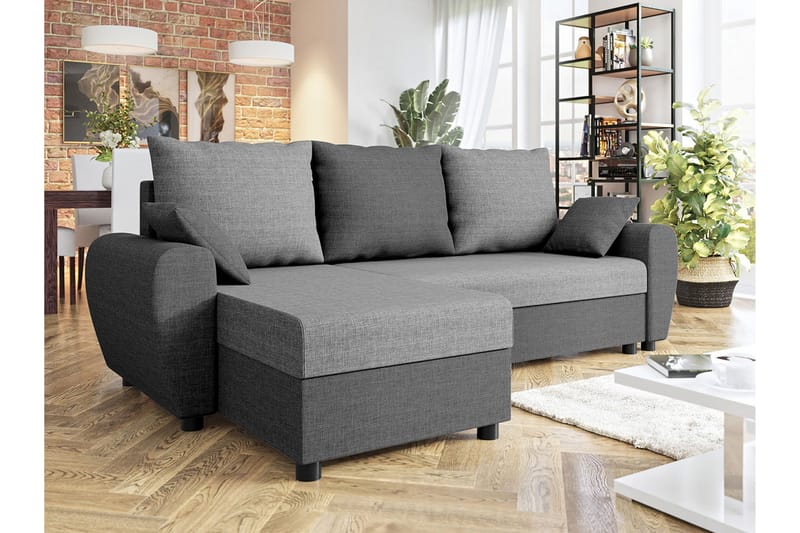 Fionara 3-seters Hjørnesovesofa - Lysegrå/Mørkegrå - Møbler - Sofaer - Sovesofaer