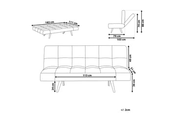 Fiora Sovesofa 3-seter - Brun/Lyst tre - Møbler - Sofaer - Sovesofaer