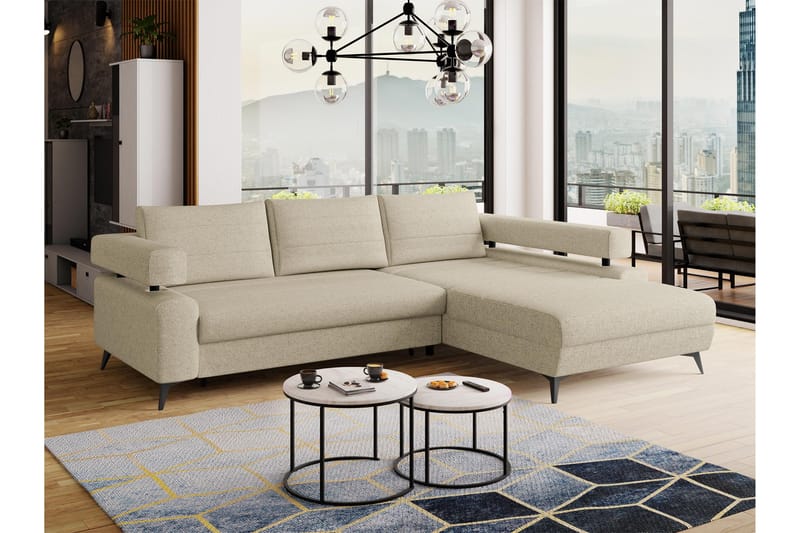 Fito Sovesofa med Sjeselong 3-seter - Beige - Møbler - Sofaer - Sovesofaer