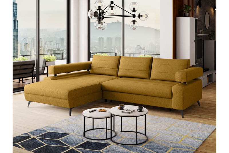 Fito Sovesofa med Sjeselong 3-seter - Gul - Møbler - Sofaer - Sovesofaer