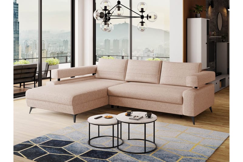 Fito Sovesofa med Sjeselong 3-seter - Rosa - Møbler - Sofaer - Sovesofaer